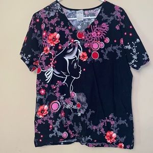Disney tinkerbell scrub top.